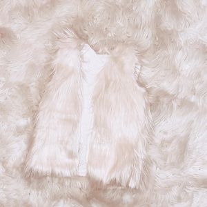 Faux white fur vest